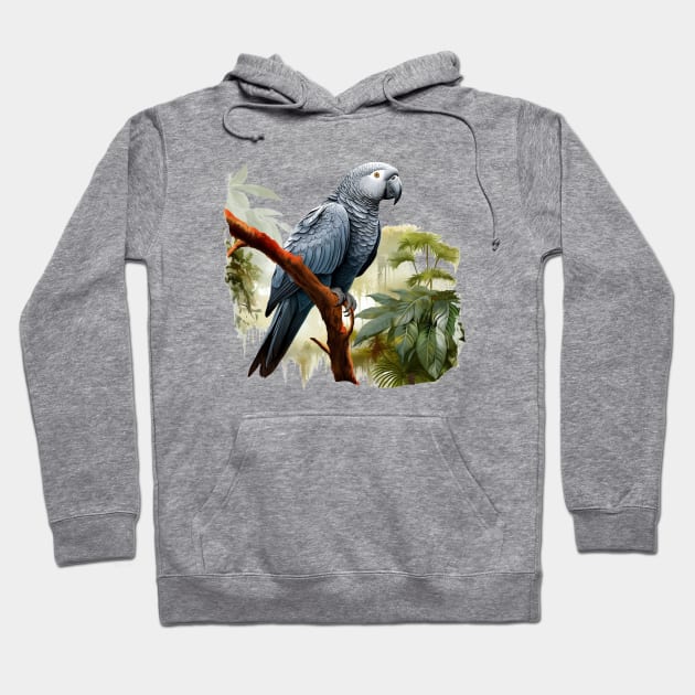 African Grey Parrot Hoodie by zooleisurelife